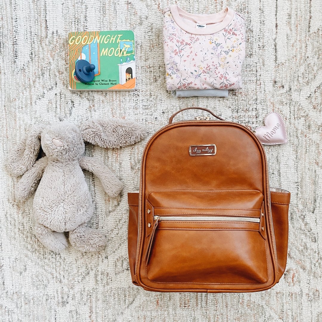 itzy ritzy diaper bag mini backpack Cognac Itzy Mini Diaper Bag Backpack
