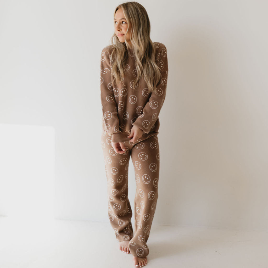 Women's Knit Pant Set - Tan Just Smile