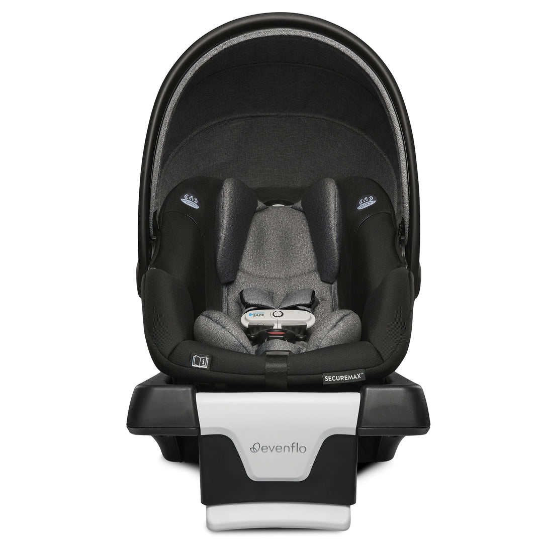 Evenflo gold sensorsafe pivot xpand smart modular travel system with securemax smart infant car seat store
