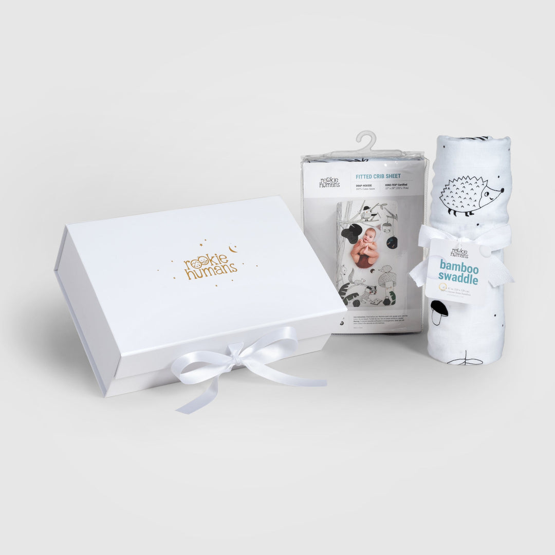 Crib Sheet &amp; Swaddle Baby Gift Set - Woodland Dreams