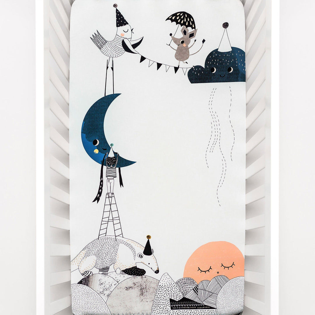 Crib Sheet &amp; Swaddle Baby Gift Set - Moon&