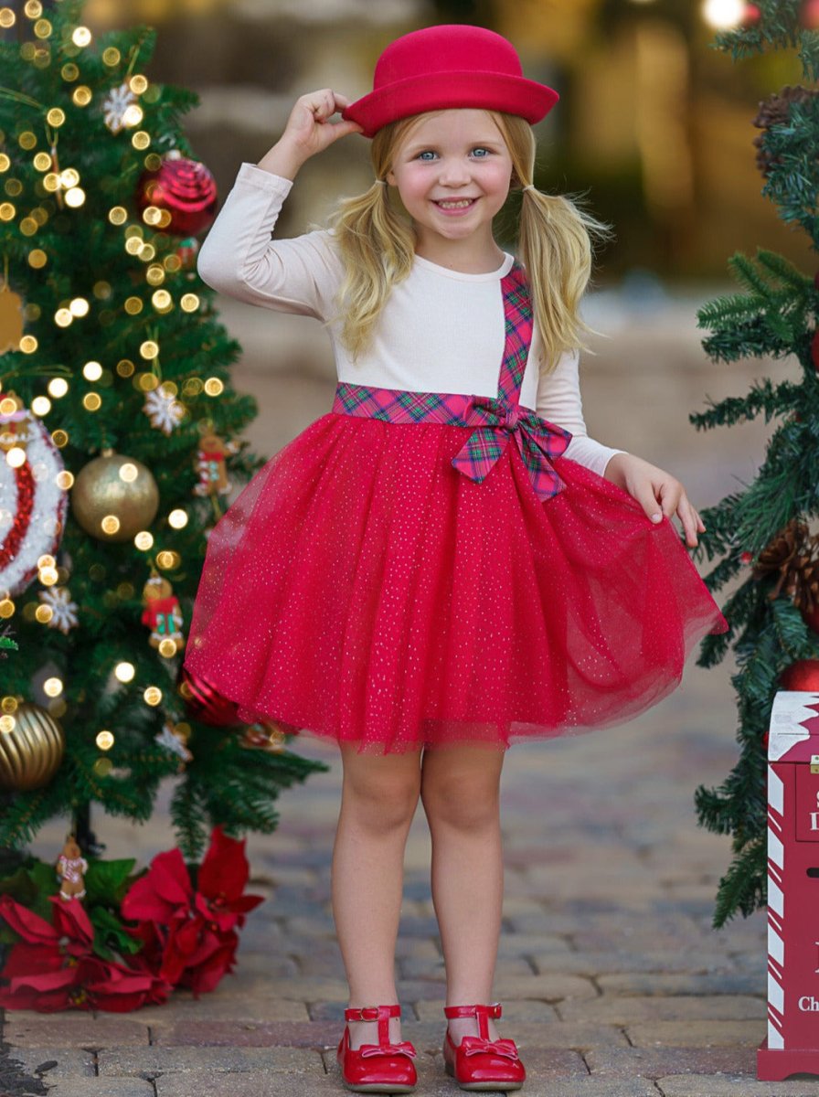 All That Glitters Plaid Bow Christmas Tutu Dress – Bee Like Kids