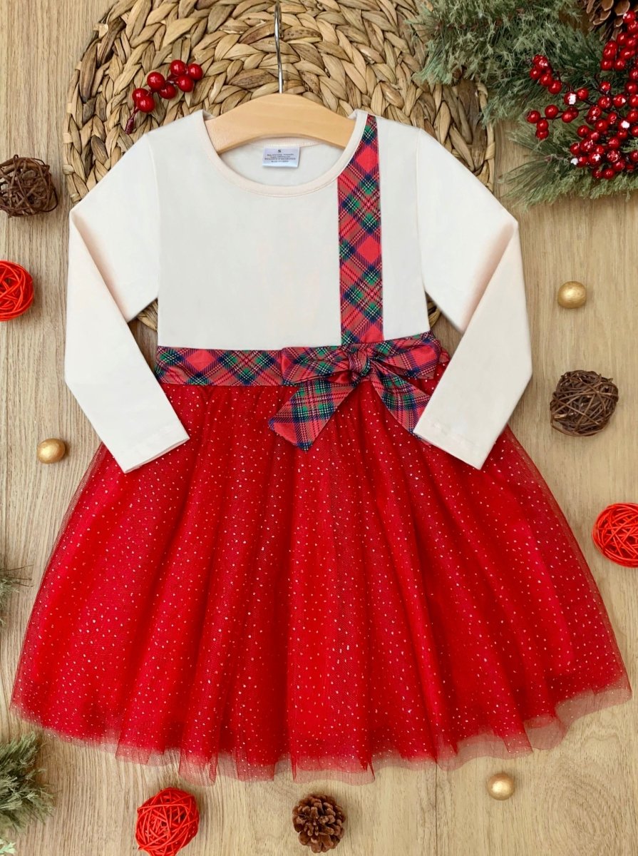 All That Glitters Plaid Bow Christmas Tutu Dress – Bee Like Kids