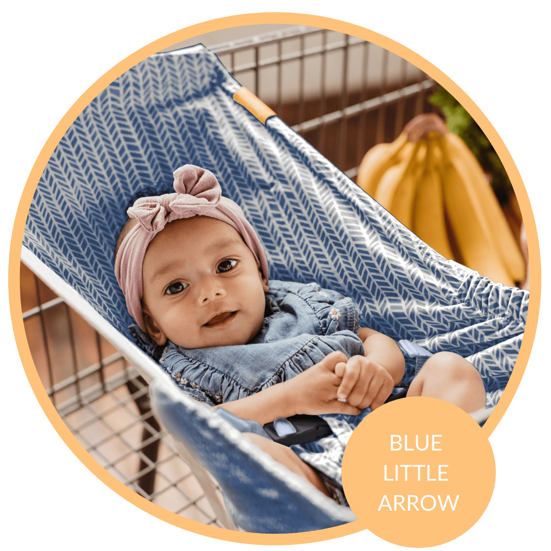 Baby Shopping Cart Hammock - Blue Little Arrow Design