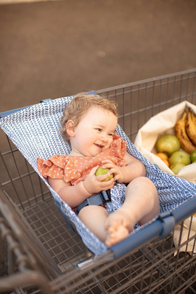 Baby Shopping Cart Hammock - Blue Little Arrow Design