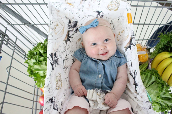 Baby Shopping Cart Hammock - Coming Up Roses Beautiful Floral Print