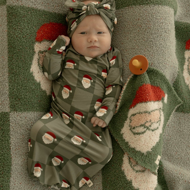 Bamboo Knotted Gown - Santa Checkerboard