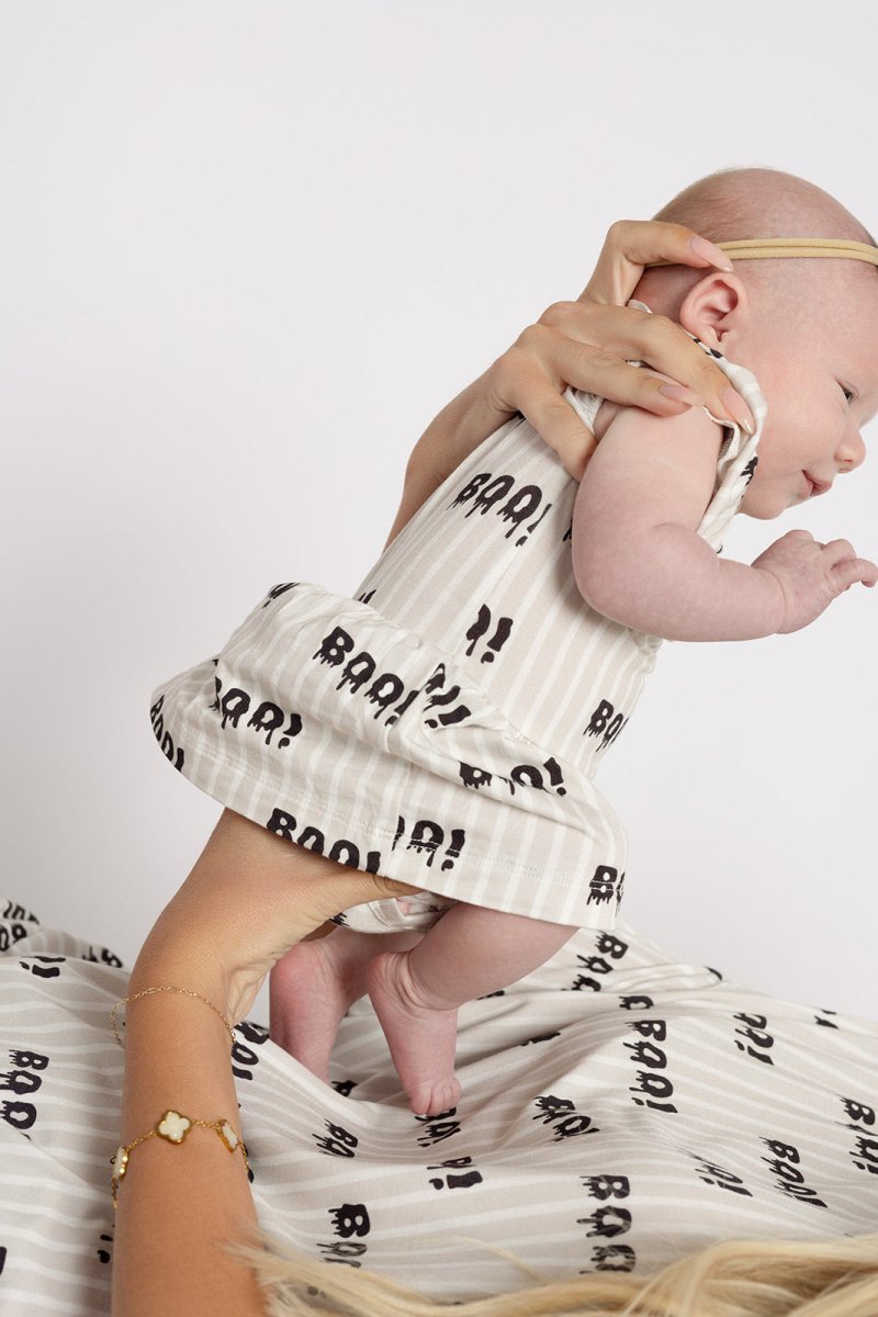 Bamboo Ruffle Romper - Boo!