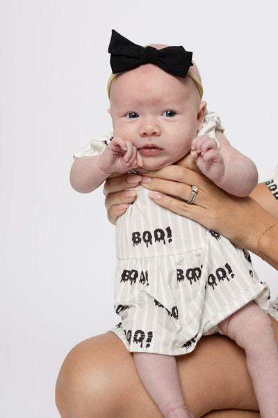 Bamboo Ruffle Romper - Boo!