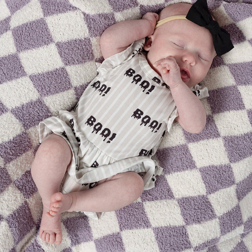 Bamboo Ruffle Romper - Boo!
