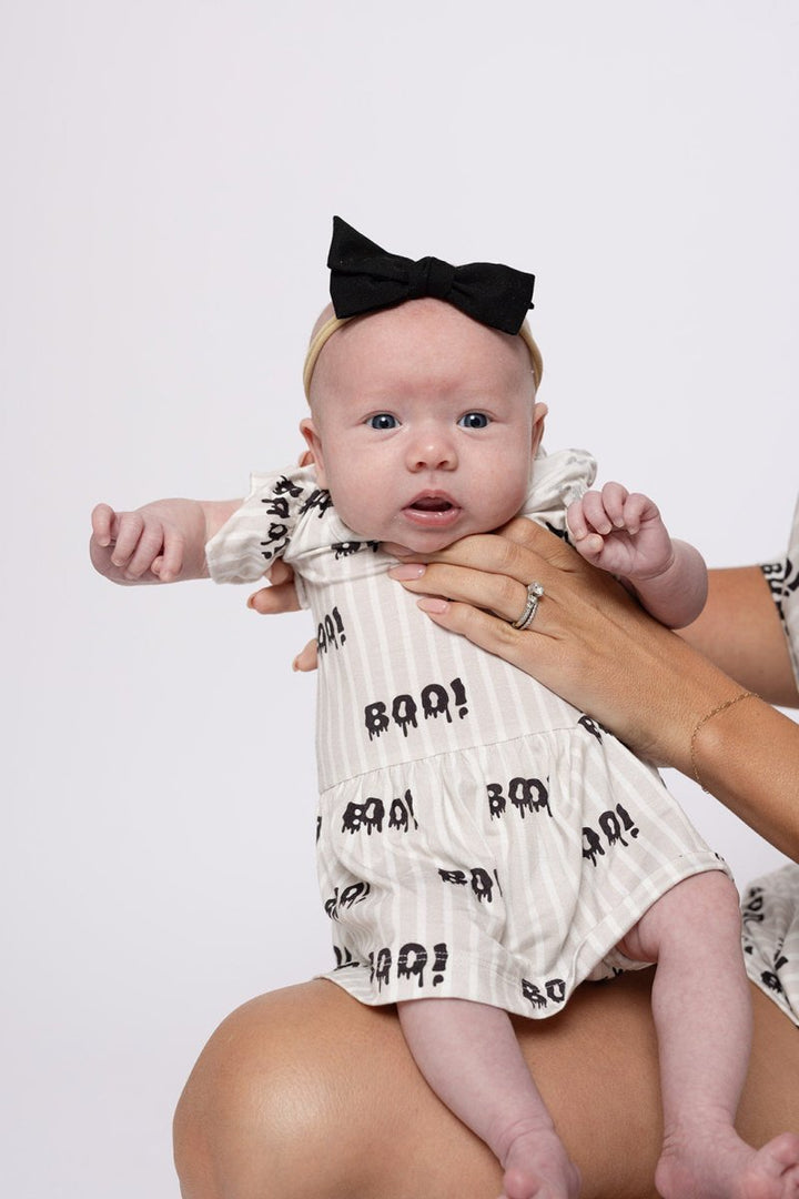 Bamboo Ruffle Romper - Boo!