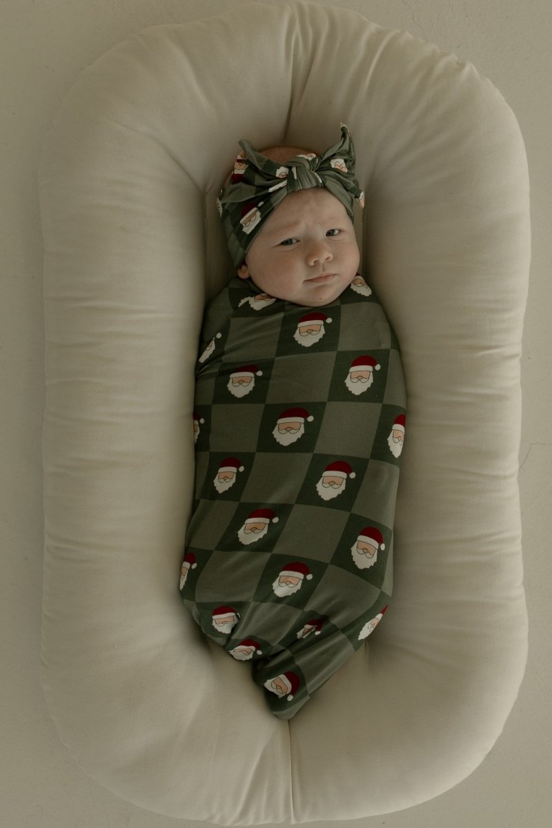 Bamboo Swaddle - Santa Checkerboard