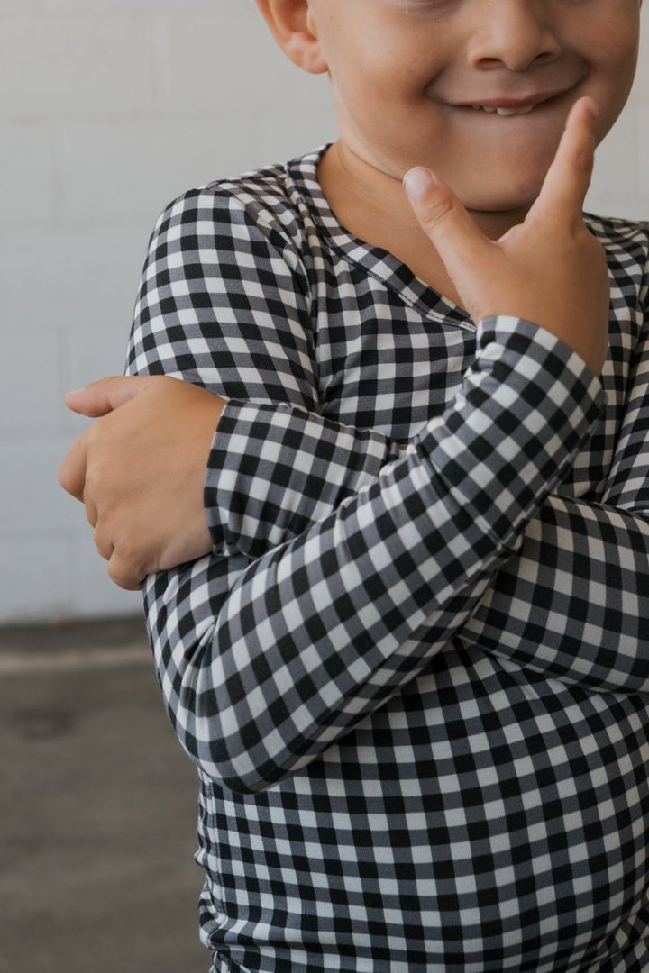 Bamboo Two Piece Pajamas - Black Gingham