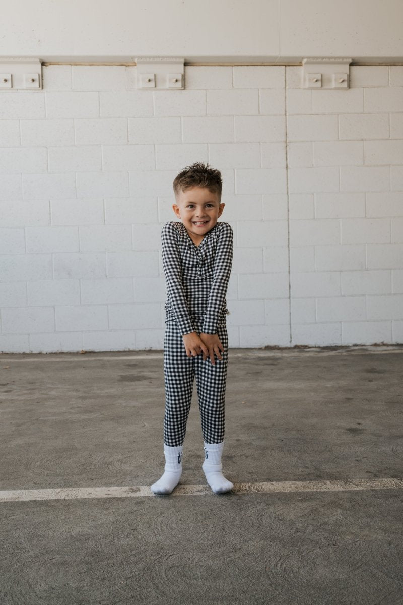 Bamboo Two Piece Pajamas - Black Gingham