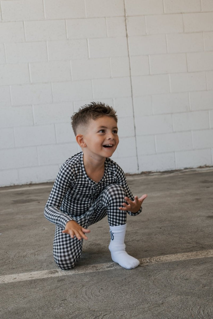 Bamboo Two Piece Pajamas - Black Gingham