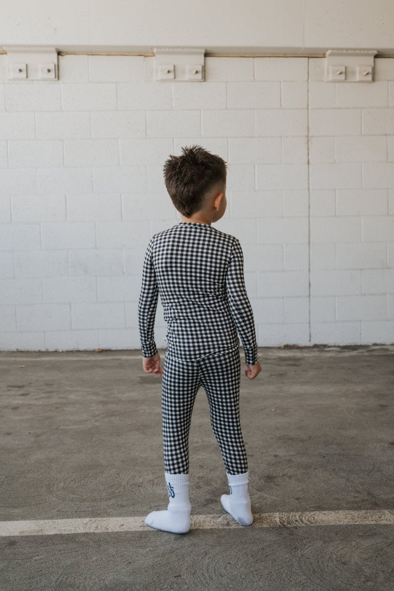 Bamboo Two Piece Pajamas - Black Gingham