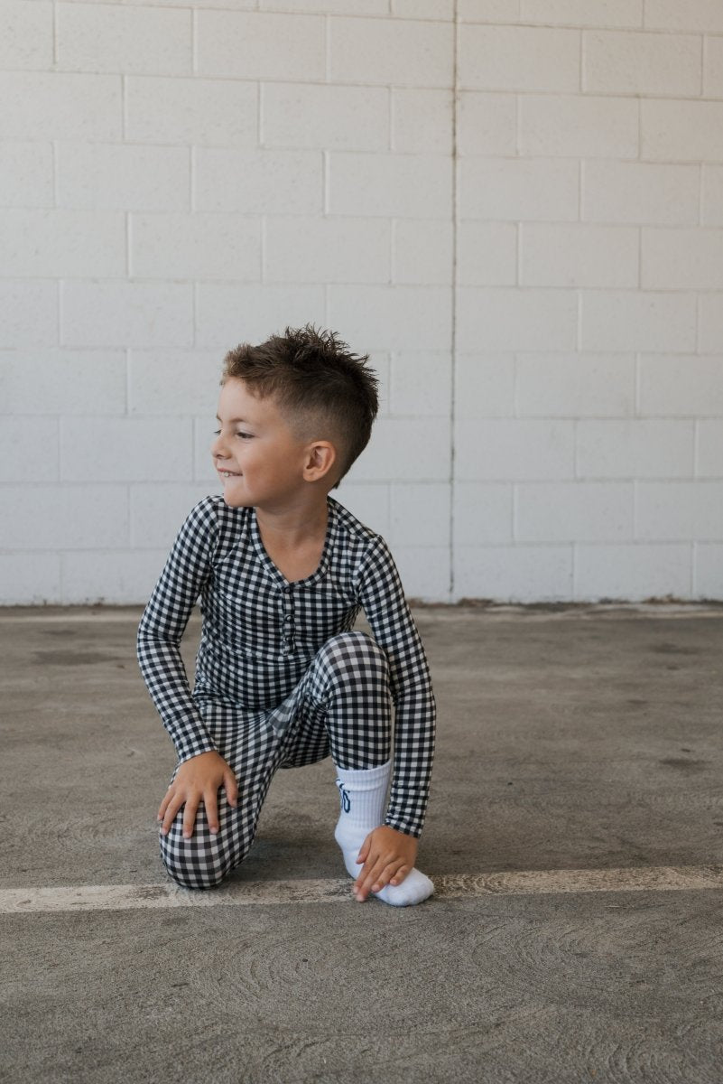 Bamboo Two Piece Pajamas - Black Gingham