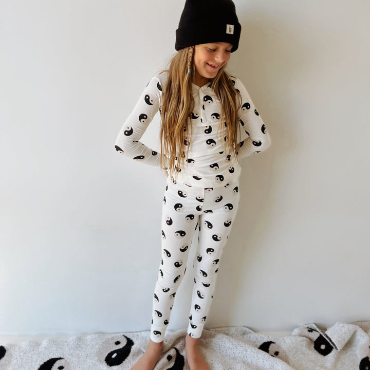 Bamboo Two Piece Pajamas - Black &amp; White Yin Yang