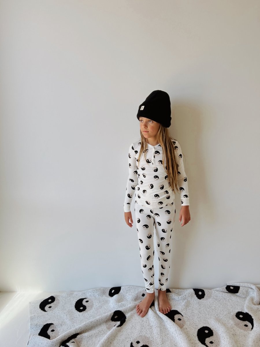 Bamboo Two Piece Pajamas - Black &amp; White Yin Yang