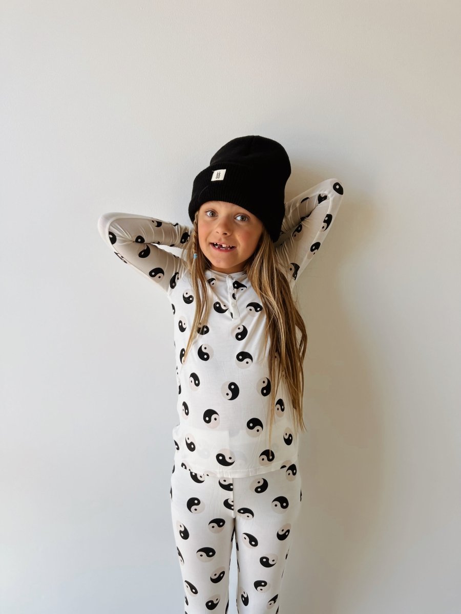 Bamboo Two Piece Pajamas - Black &amp; White Yin Yang