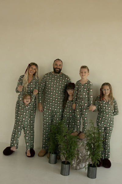 Bamboo Two Piece Pajamas - Santa Checkerboard