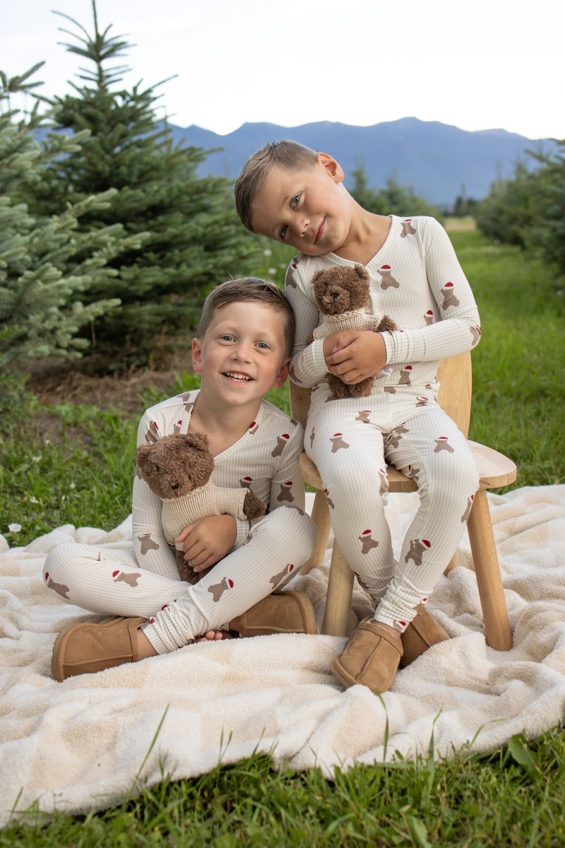Bamboo Two Piece Pajamas - Santa Teddy