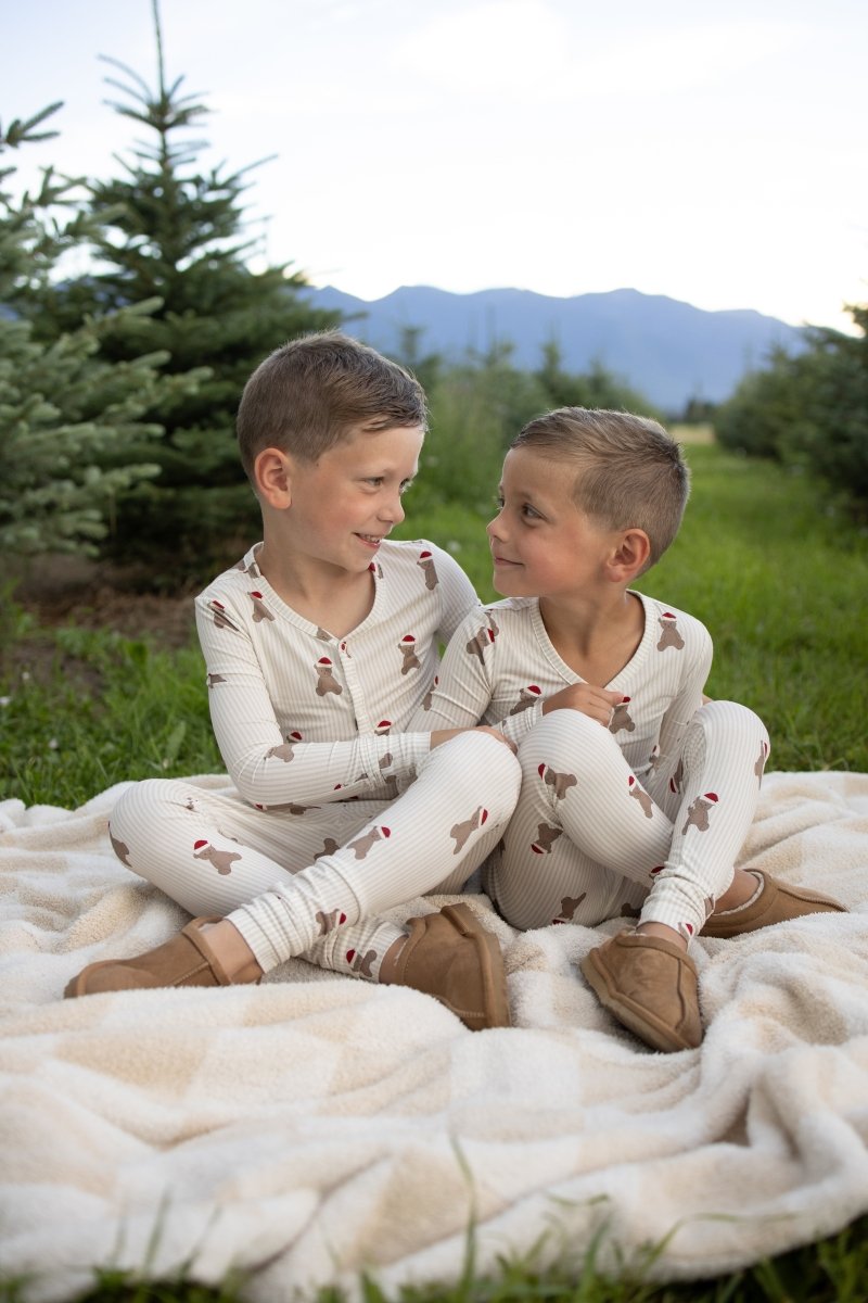 Bamboo Two Piece Pajamas - Santa Teddy