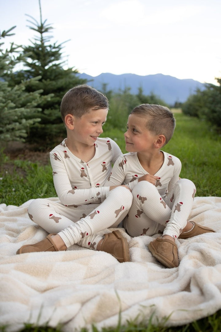 Bamboo Two Piece Pajamas - Santa Teddy