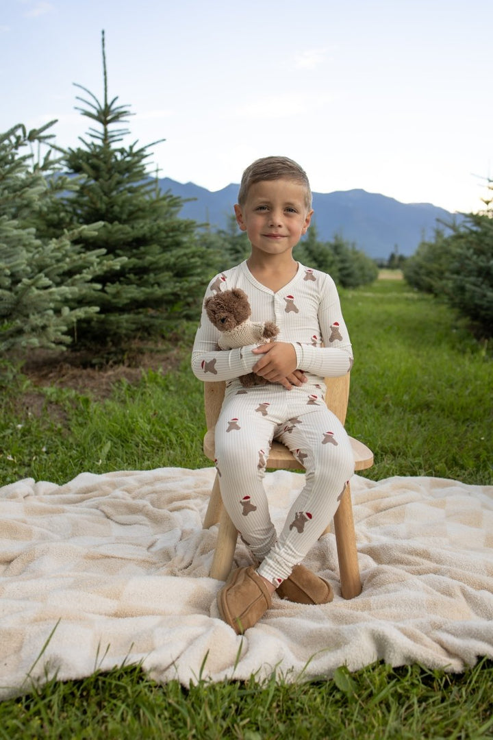Bamboo Two Piece Pajamas - Santa Teddy