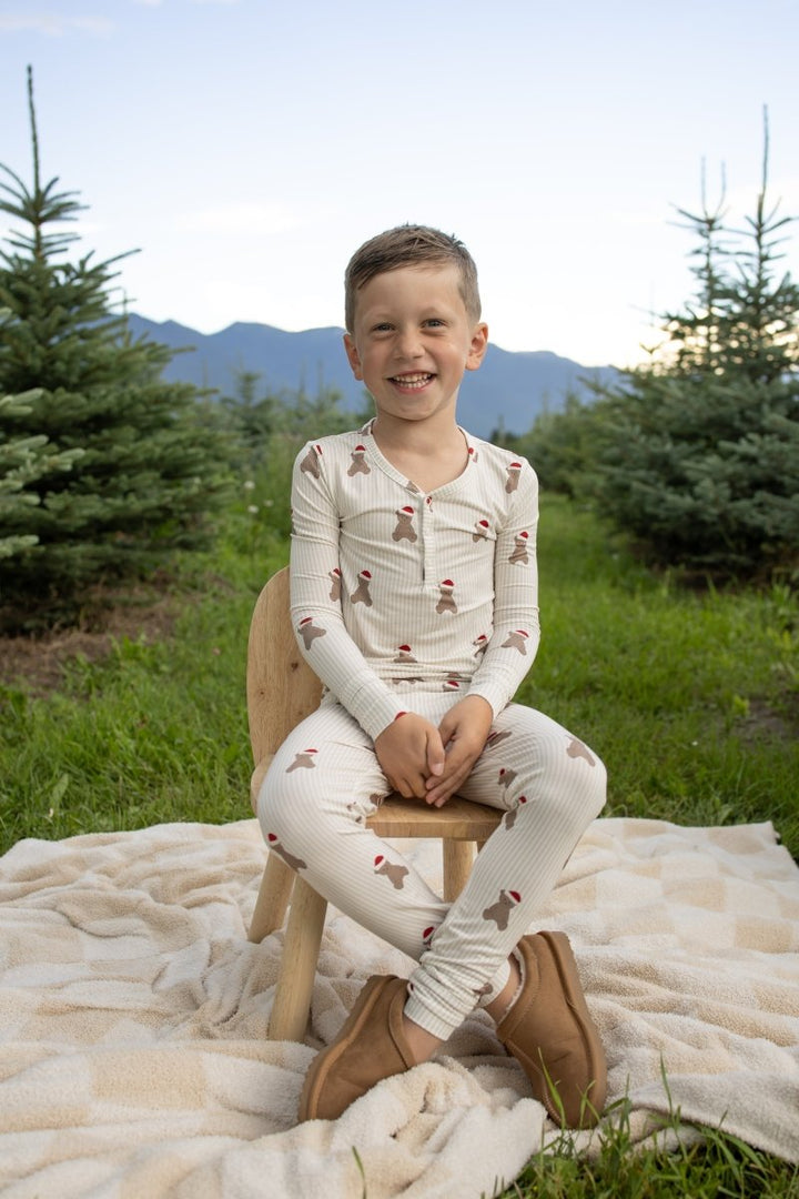 Bamboo Two Piece Pajamas - Santa Teddy
