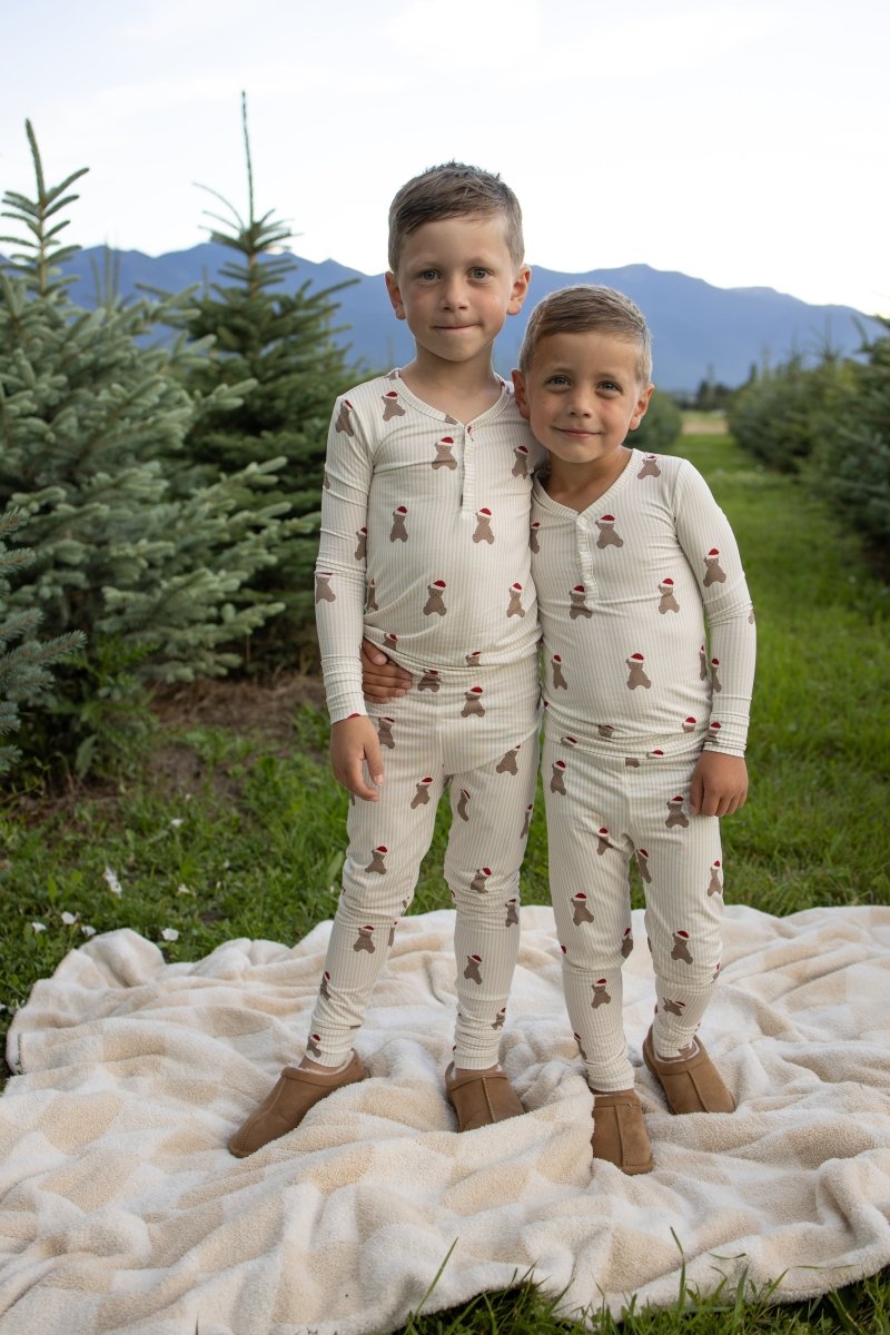 Bamboo Two Piece Pajamas - Santa Teddy
