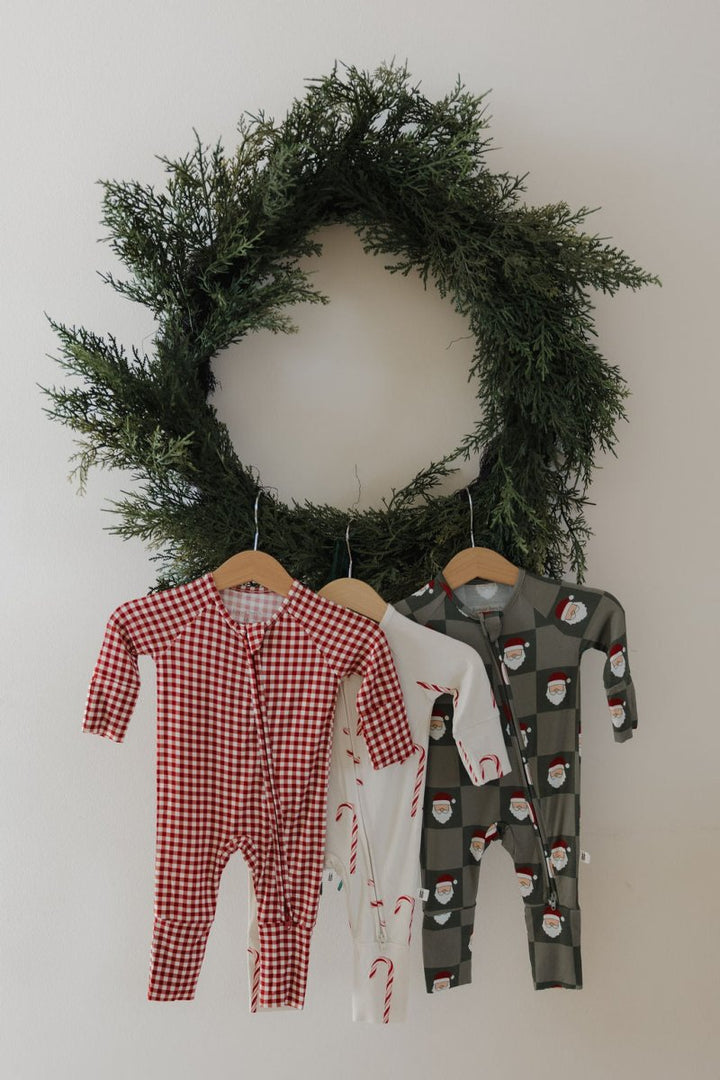 Bamboo Zip Pajamas - Red Gingham