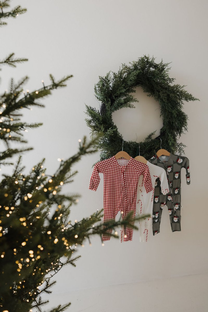 Bamboo Zip Pajamas - Red Gingham