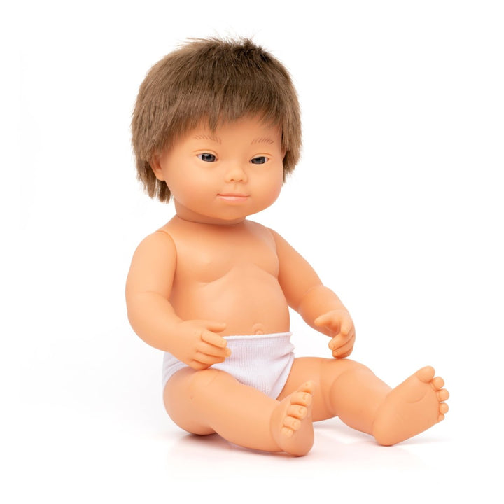 Brunette Baby Doll Boy with Down Syndrome