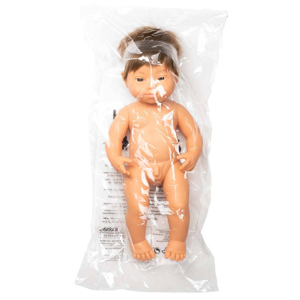 Brunette Baby Doll Boy with Down Syndrome