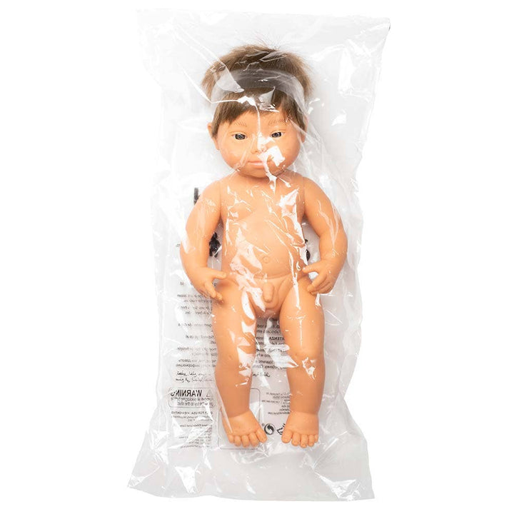 Brunette Baby Doll Boy with Down Syndrome