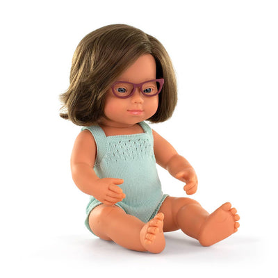 Brunette Baby Doll Girl with Down Syndrome