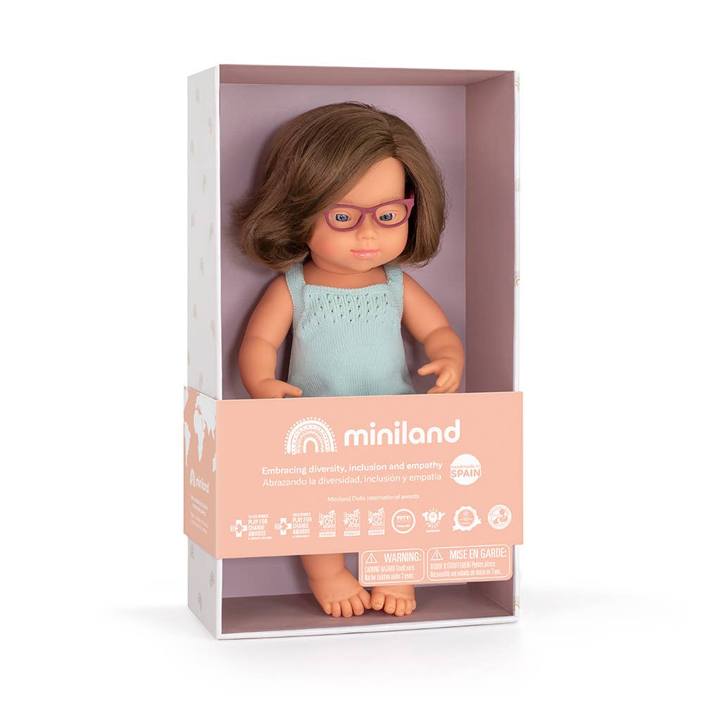 Brunette Baby Doll Girl with Down Syndrome
