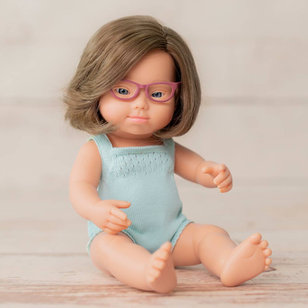 Brunette Baby Doll Girl with Down Syndrome