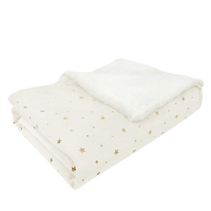 Celestial Velvet and Faux Fur Baby Blanket - White
