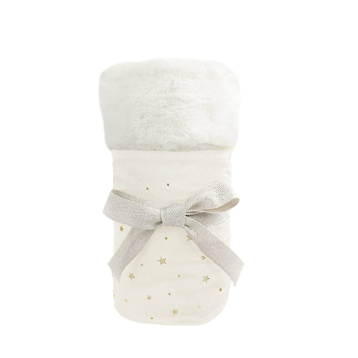 Celestial Velvet and Faux Fur Baby Blanket - White