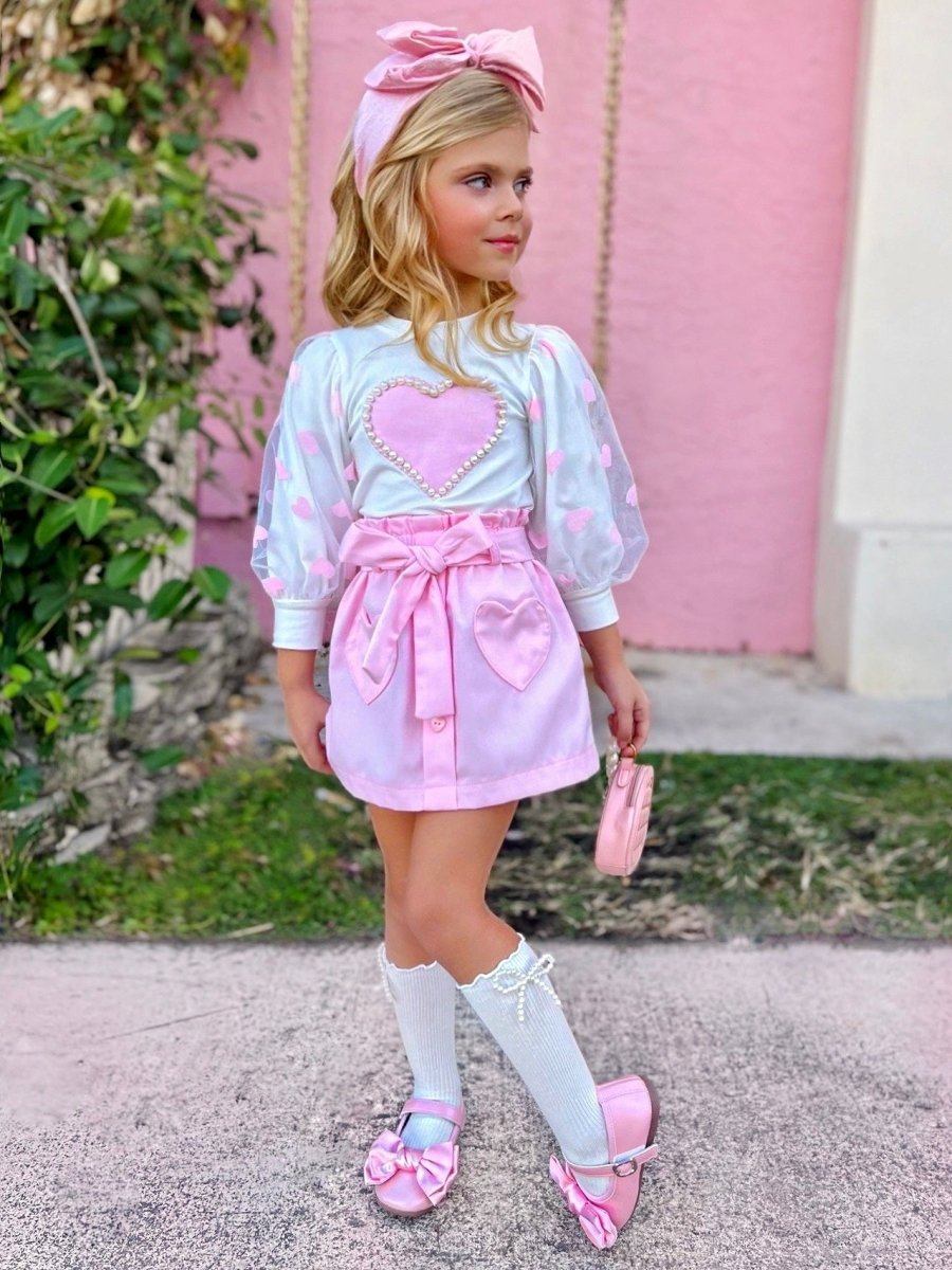Cherished Cutie Tulle Sleeve Top and Skirt Set