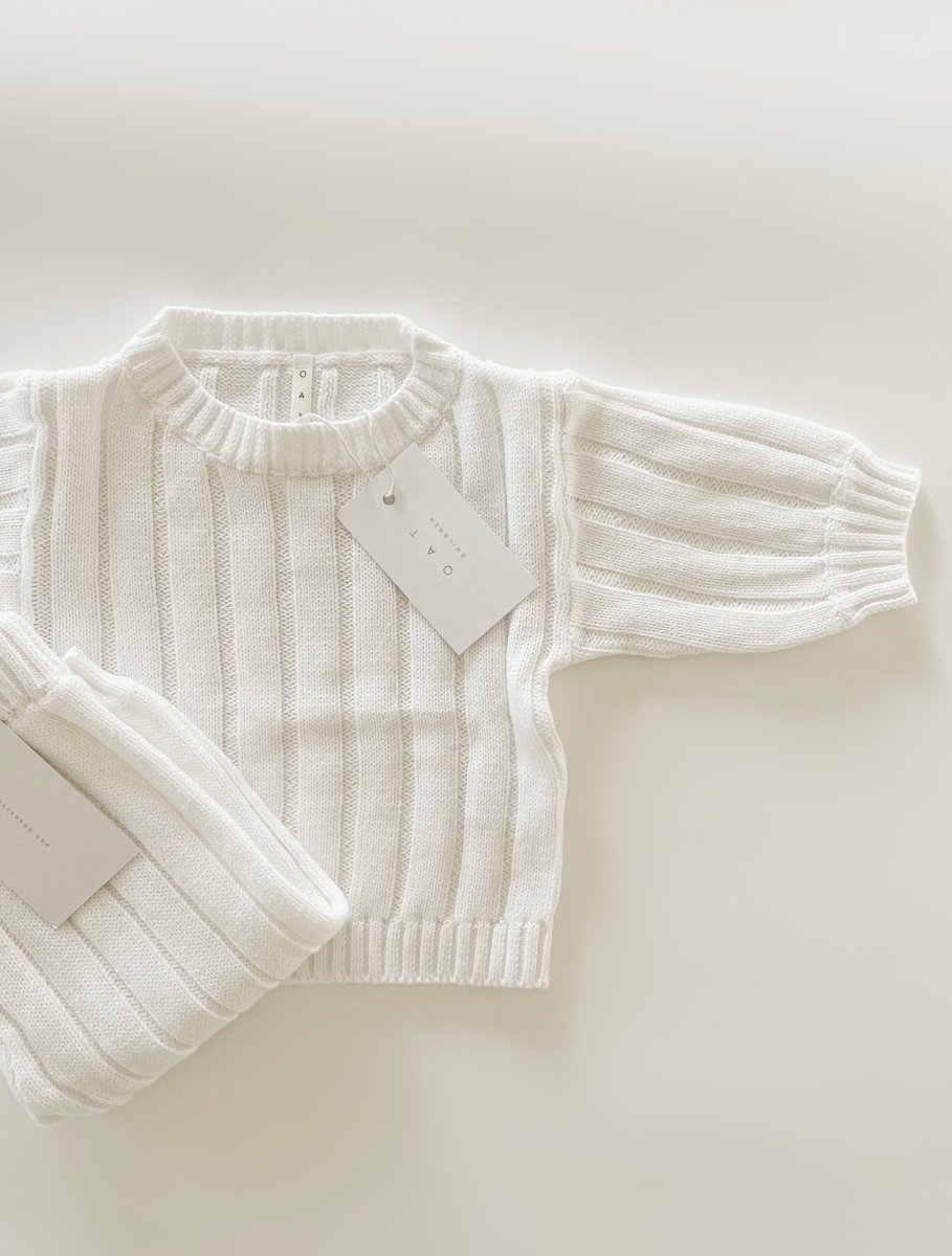 Children’s Wide Ribbed Knit Sweater ‘Dove’