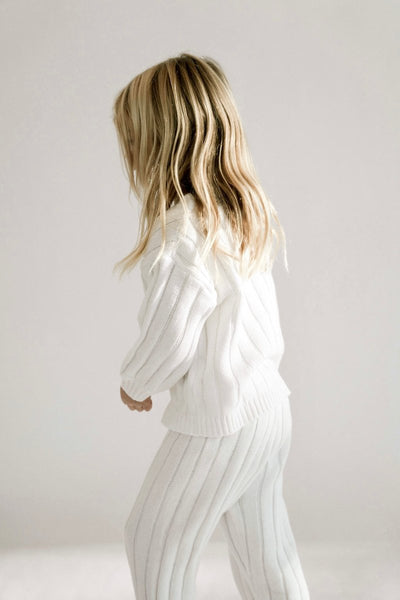 Children’s Wide Ribbed Knit Sweater ‘Dove’