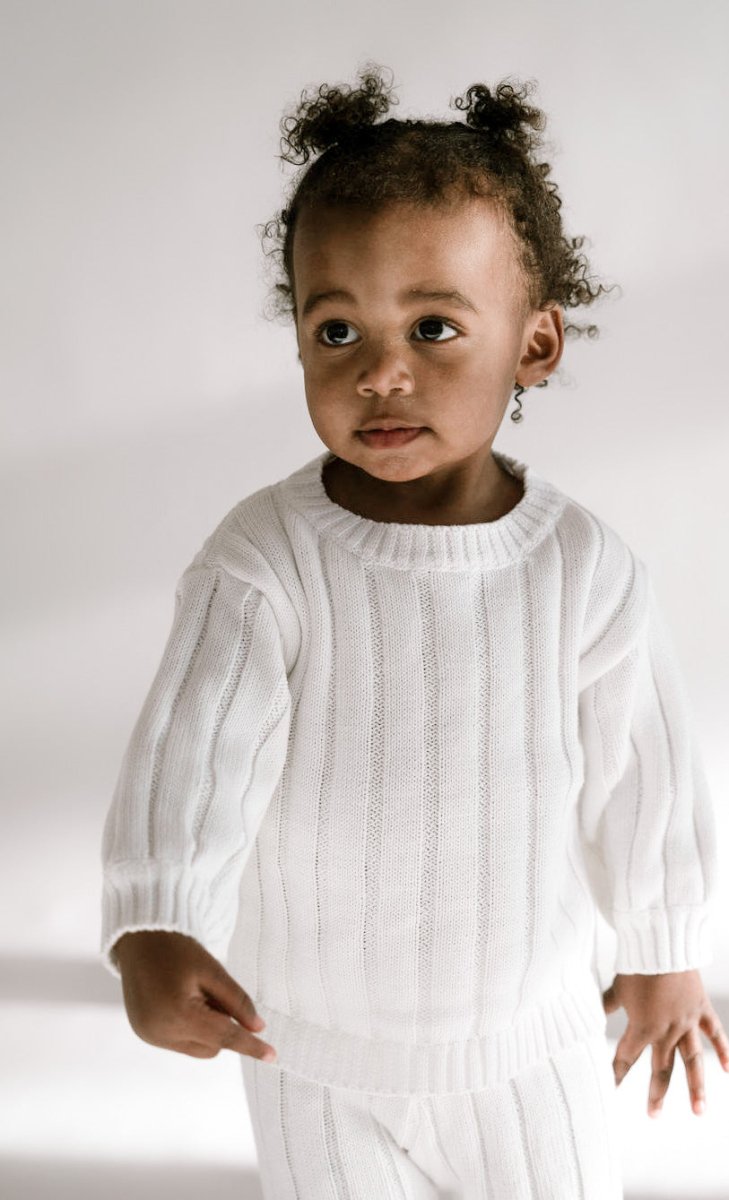 Children’s Wide Ribbed Knit Sweater ‘Dove’