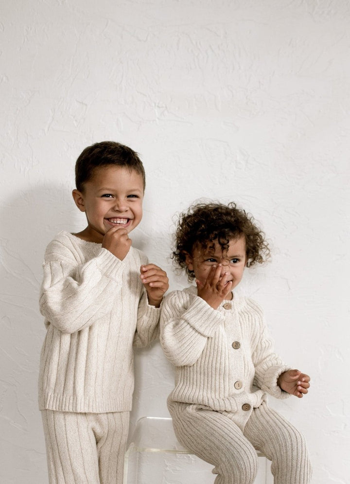 Children’s Wide Ribbed Knit Sweater ‘Oatmeal’