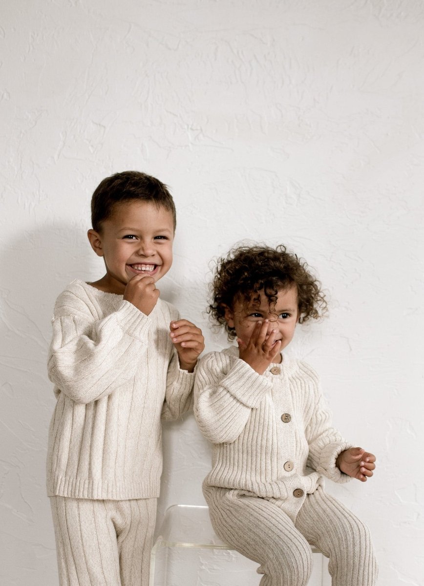 Children’s Wide Ribbed Knit Sweater ‘Oatmeal’
