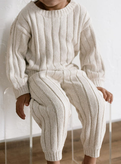 Children’s Wide Ribbed Knit Sweater ‘Oatmeal’
