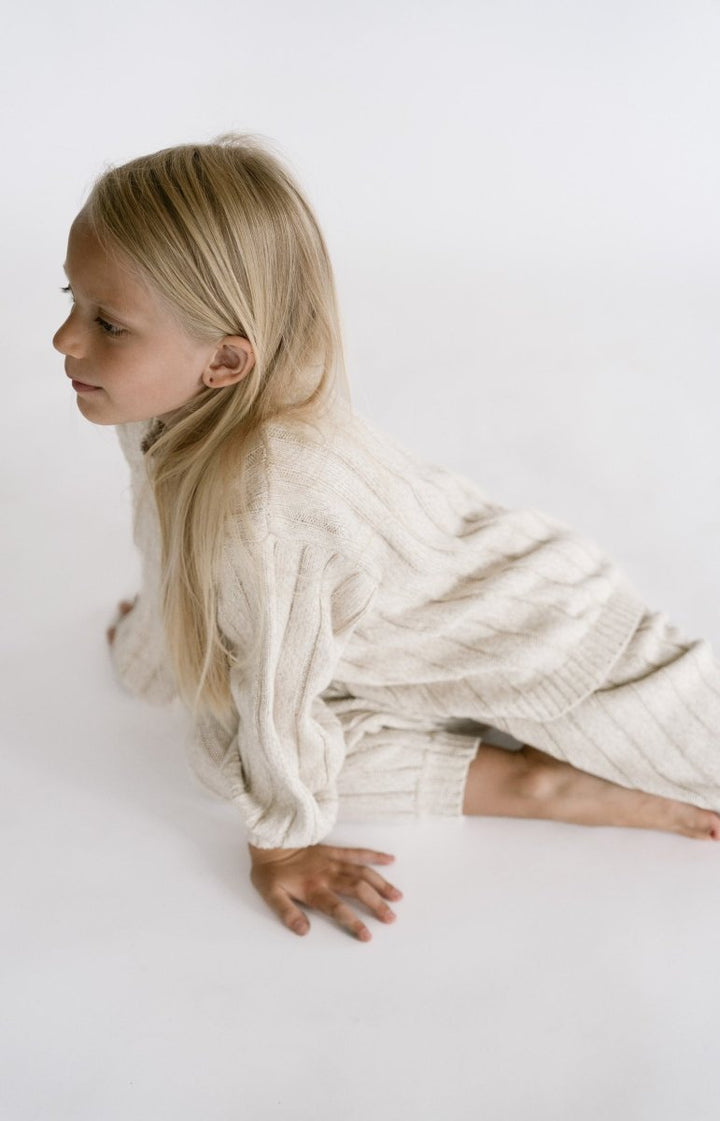 Children’s Wide Ribbed Knit Sweater ‘Oatmeal’