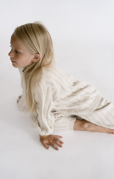Children’s Wide Ribbed Knit Sweater ‘Oatmeal’